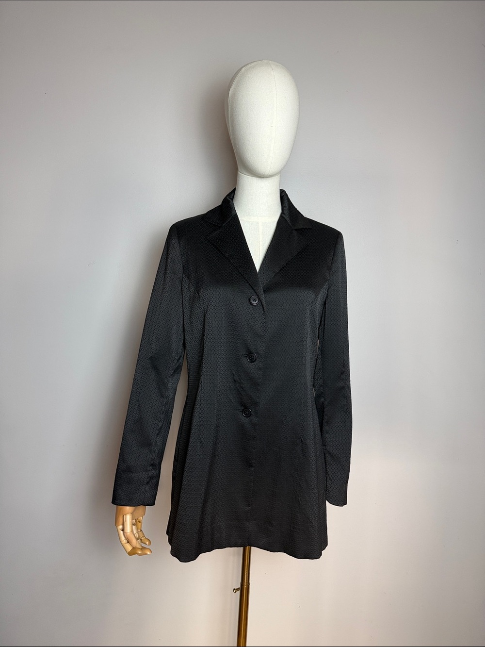 Anteprima Vintage Black Satin Evening Jacket / Blazer Dress - Made in Italy